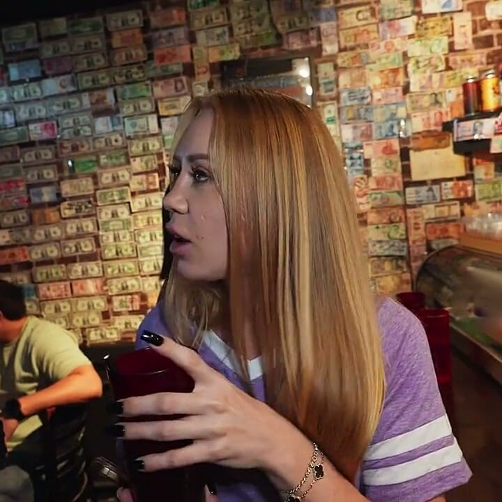 Lets Post It - Cute Inked Blonde Rides Cock POV in Public Bar