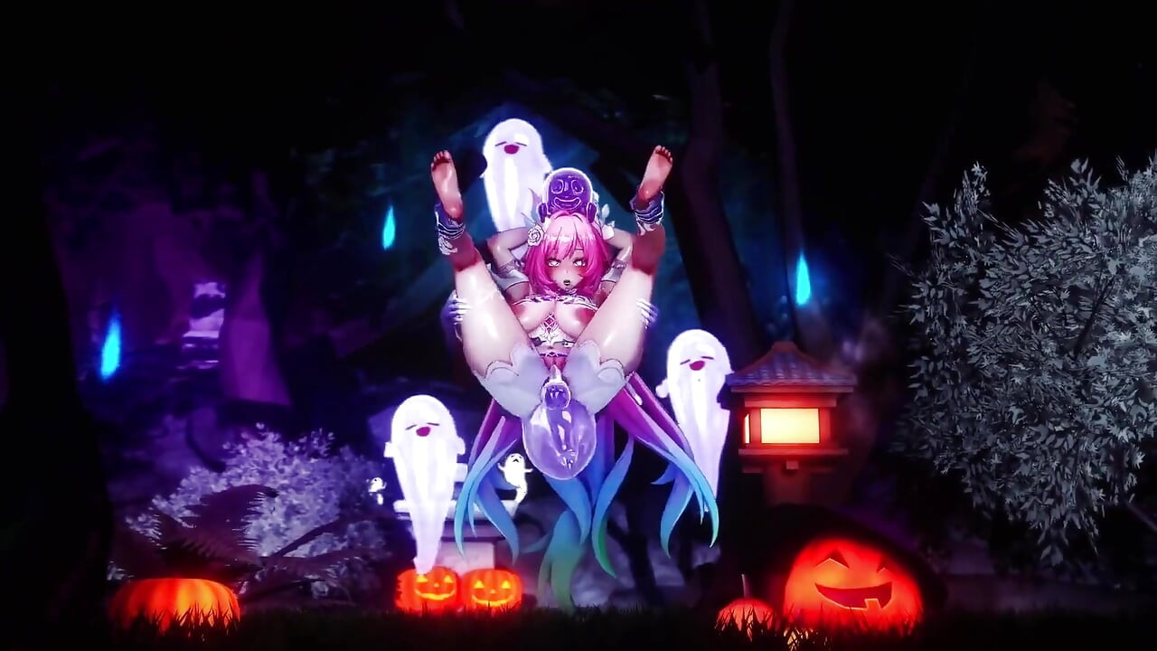 Honkai Star Rail - Cyrene futută și umplută cu spermă de o fantomă de Halloween - animații 3D Hentai