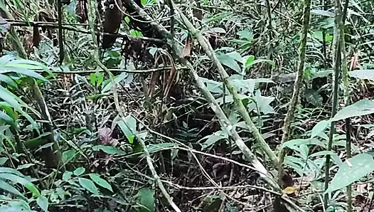 młody przystojny ranger masturbuje się i kończy w dżungli, podczas gdy pozostaje za swoimi towarzyszami