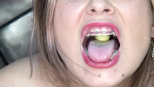 Impressive!! I Play and Swallow Huge Round Candies in the Shape of Melons