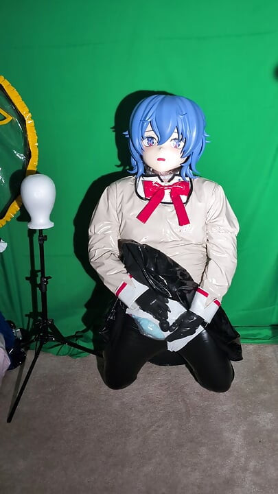 PVC Kigurumi Cosplayer Madoka Uniform Vibrator and Breathplay
