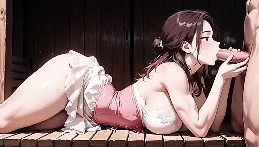 Шаловливый хентай тройничок - два Waifus переполнены двойным наслаждением с кримпаем