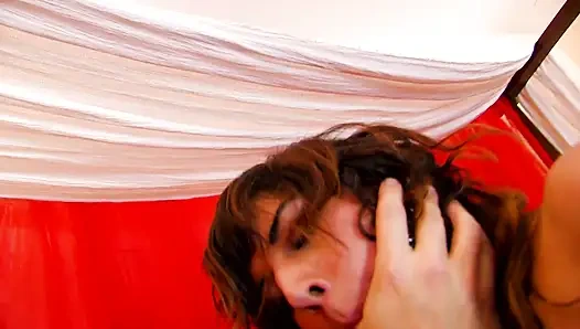 Pantat cewek mungil rambut cokelat ini dientot habis-habisan di ruangan casting bokep