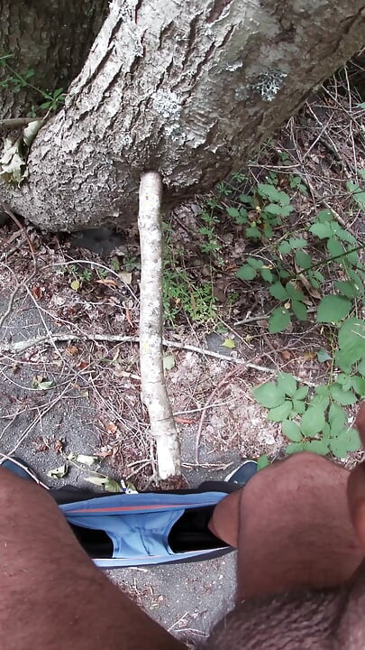 Forest POV: Alone in Underwear Getting Hard Outdoors