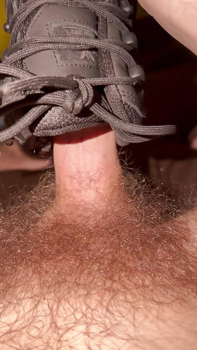 Masturbating with my hands and feet, then fucking and cumming in my boot.