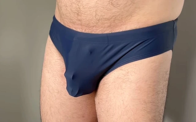 New Blue Speedo and Chastity Cage