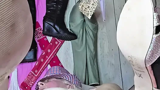 High Heels Whore Gets Fucked by 12 in the Store