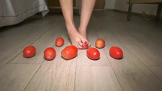 Hot Latina Tramples on Tomatoes and Gets Her Beautiful Feet Dirty!