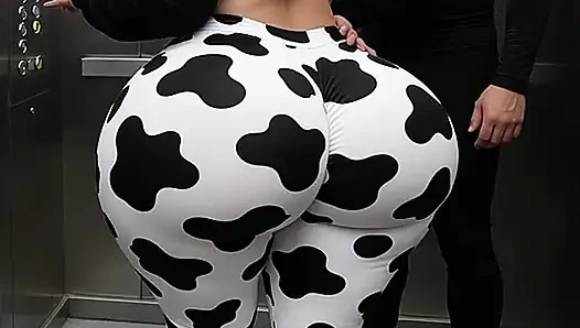 Big Ass Cousin in Cow Print Leggings Teasing Me