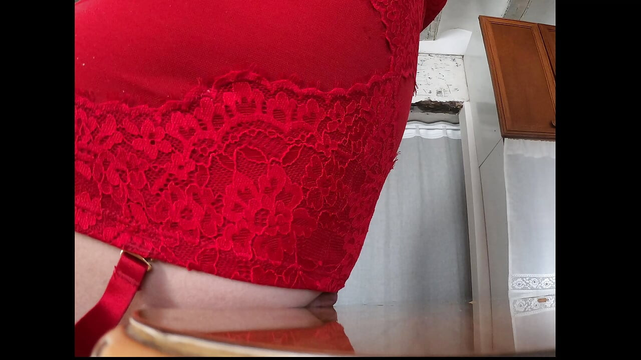 Big CD Cock Rubbing on Table POV Cumshot