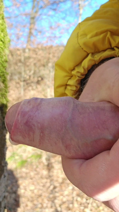 New Year Handjob 2026 - Fun Outside in the Forest with Cock Ring Slow Motion | Clip 2
