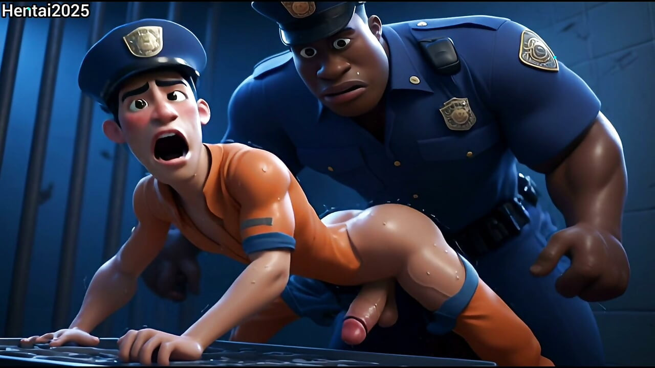 AI generovaná 3D interracial kompilace vězeňské dozorkyně - kreslená hentai animace