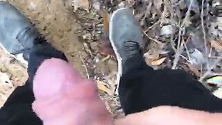 Uncut British dick wanking and cumming in the mountains