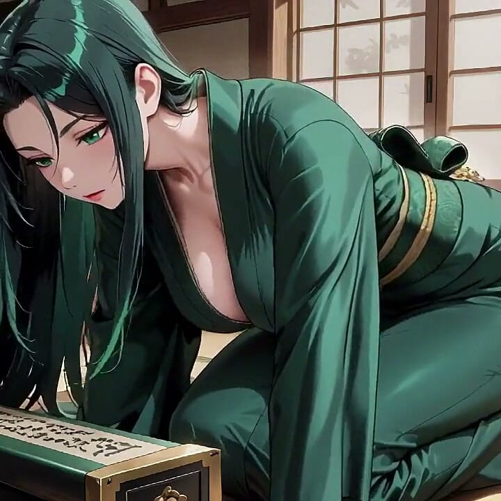 Deep Green Kimono! Private Shrine Stroll, High Slit Accidents!