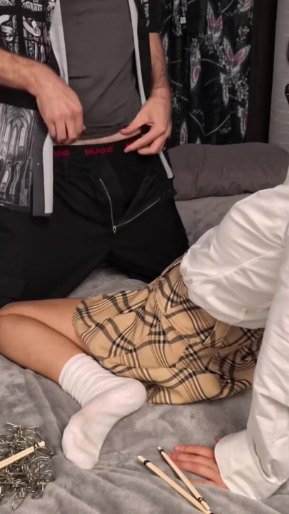 Shibari and chopsticks, blowjob and anal with a nerdy Asian girl | Clip 2