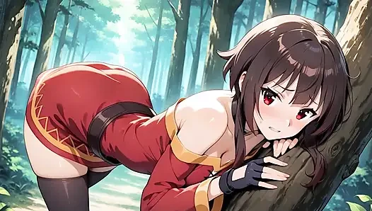 Aksi hot lesbian megumin dan kazuma di hutan adaptasi konosuba