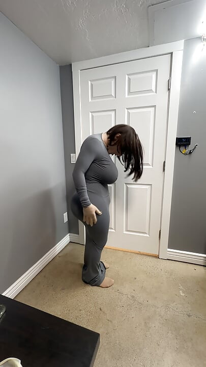 Love how my new grey dress looks on my big ass and tits