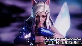 Liga Legenda Ahri suka membuatkan awak pancut tanpa ditapis Hentai AI yang dihasilkan