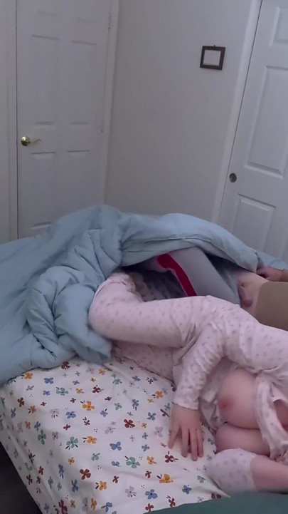 Bare bottom stepsister shares a bed with stepbrother | Clip 1