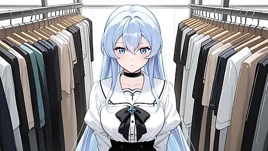 Esdeath Kam, Um Neue Sexy Dessous Zu Kaufen Und Hat Spaß Mit Einem Rosa Dildo. Esdeath Hentai Cosplay