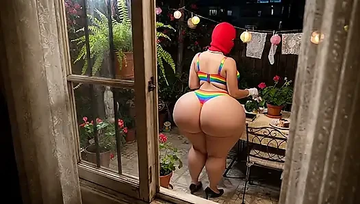 Big Ass Schoolgirl in Uniform Spied in the Backyard