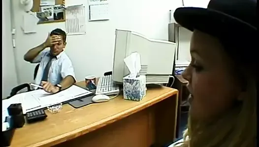 Young blond chick having hardcore sex in office
