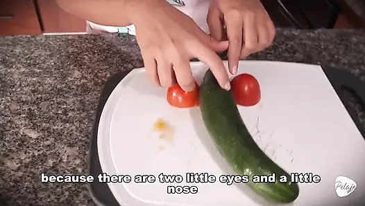 The Maid Fucks the Vegetables. She Cums in the Kitchen.