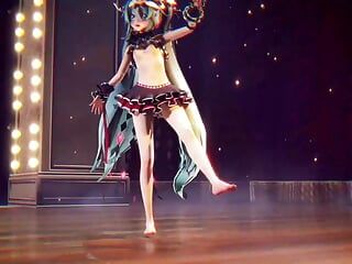 Miku mignonne dansant avec une jupe sexy