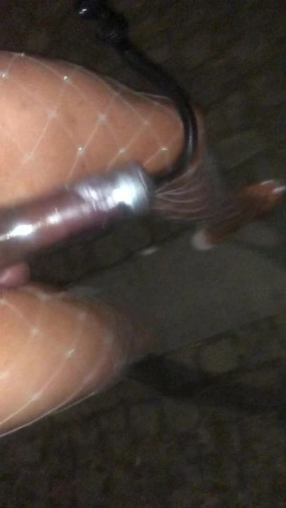 In the City with Clear Pleaser High Heels & Fishnet Stocking