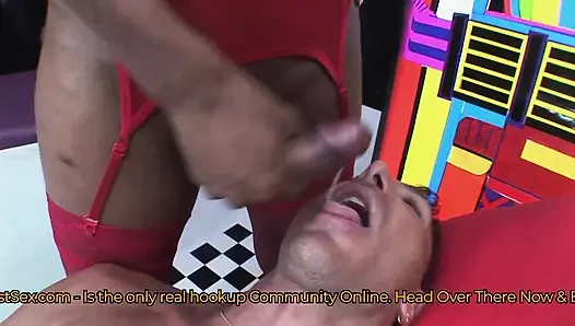 Pierre Deejay Gets Drilled And Worked Over By Dominant Babe Leona On Red Sheets