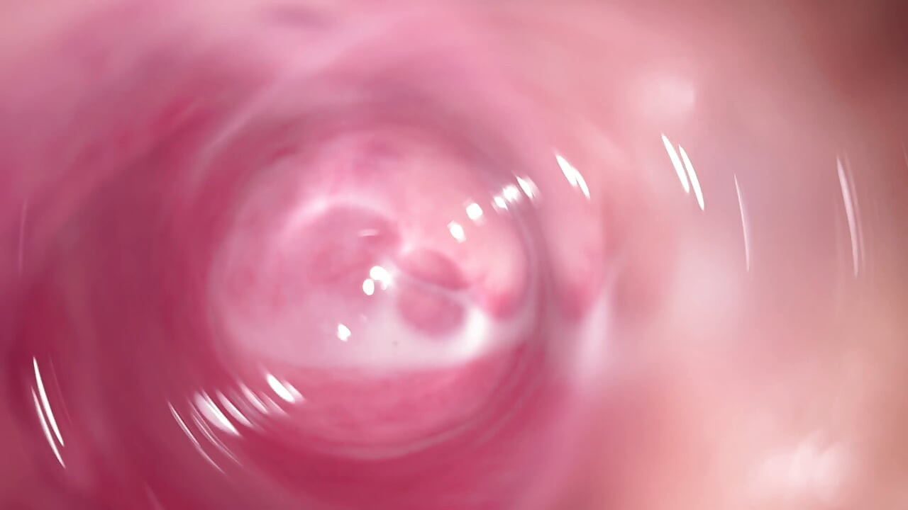 Camera deep inside Mia's tiny creamy vagina