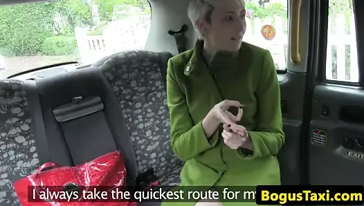 Blonde brit wanks cabbies cock before fucking