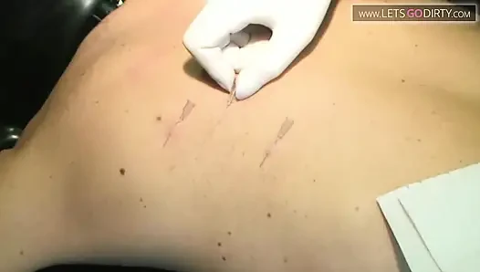 Hot guy enjoys as he gets pinned on the back and a vibrator in her ass