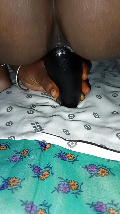 Sister-in-law masturbating with huge eggplant
