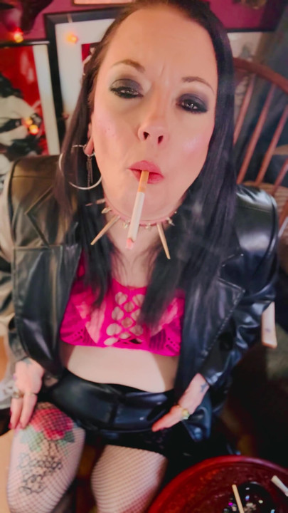 Leather Coat & Tip To Taiing Cigarettes With The British Stunner, Tina Snua. High Heels Smoking Smoker Smokes | Clip 1