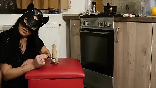 Dirty JOI, Dildo Ride & Intense Squirt in the Kitchen