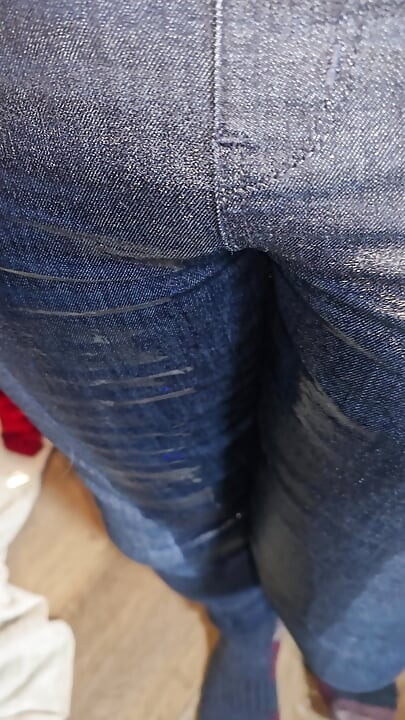 Massive flood directly into merino base layers with tight dark denim on the outside layer