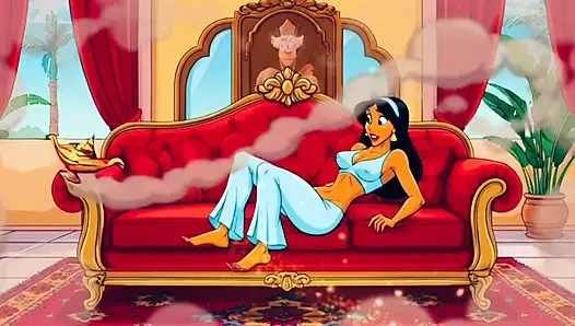 Sürtük prenses ve şehvetli bir cin bir lambayı ovuyor