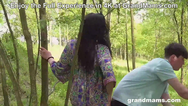 Is Granny Squirting in the Forest? at GrandMams
