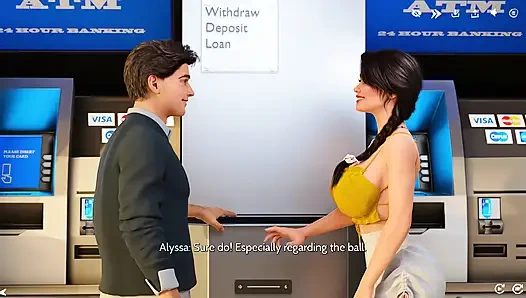 Eine reinigung spät in der nacht mit Alyssia führt zu einem privaten anschluss am pool (3D-gameplay)