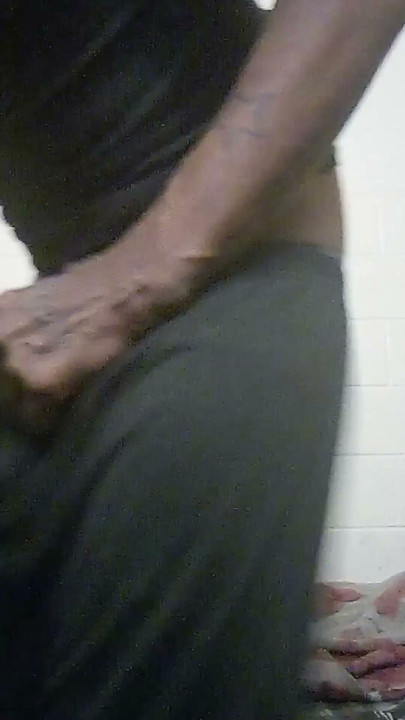Thug jacking off huge BBC in front of brothers wife she loves my big black cock | Clip 1