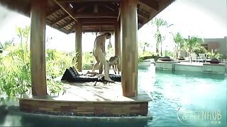 Busty MILF Gets a Big Cock Stuffed Inside Her in the Pool