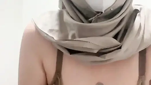 Brutal busty girl in bikini masturbates using squirt tipped dildo