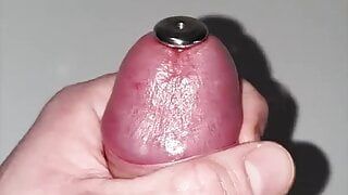 cumshot with a huge cockplug in my urethra