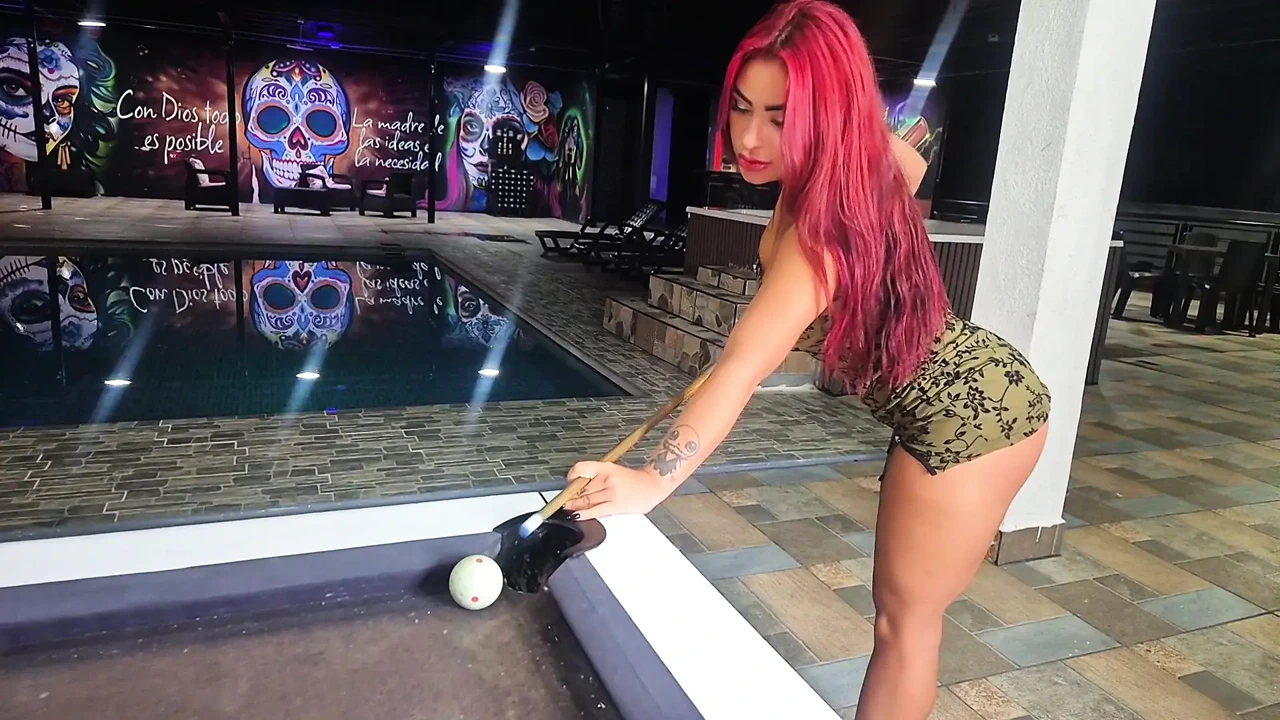 In a bar in Bucaramanga big ass married fucked mercilessly on the pool table - gets hot milk in her pussy