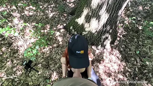Fuck and Suck BIG Tits Stranger in Woods
