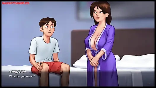 Summertime Saga Part 23 By DarkCookie - Hot milf caught him masturbating right in Her Bed and help him to cum well