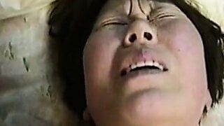 A guy isenjoying to use pussy and anal of Japanese granny