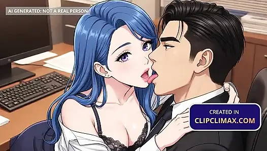 Anime Secretary Seduces Boss in Empty Office: Kiss, Blowjob & Cowgirl Hentai Sex Using Skirt & Stockings - Coworker Sex