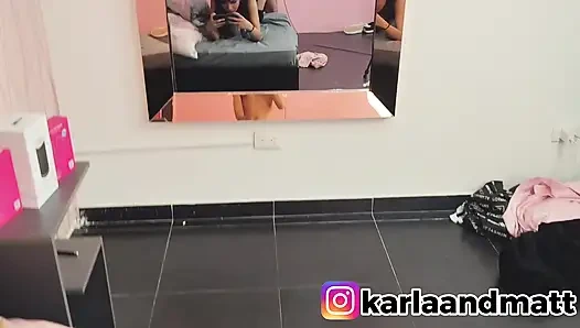 stepsisters gets fucked while playing on cell phone